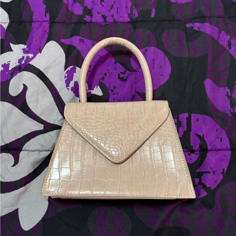 Beige Croc Crossbody / Hand Bag